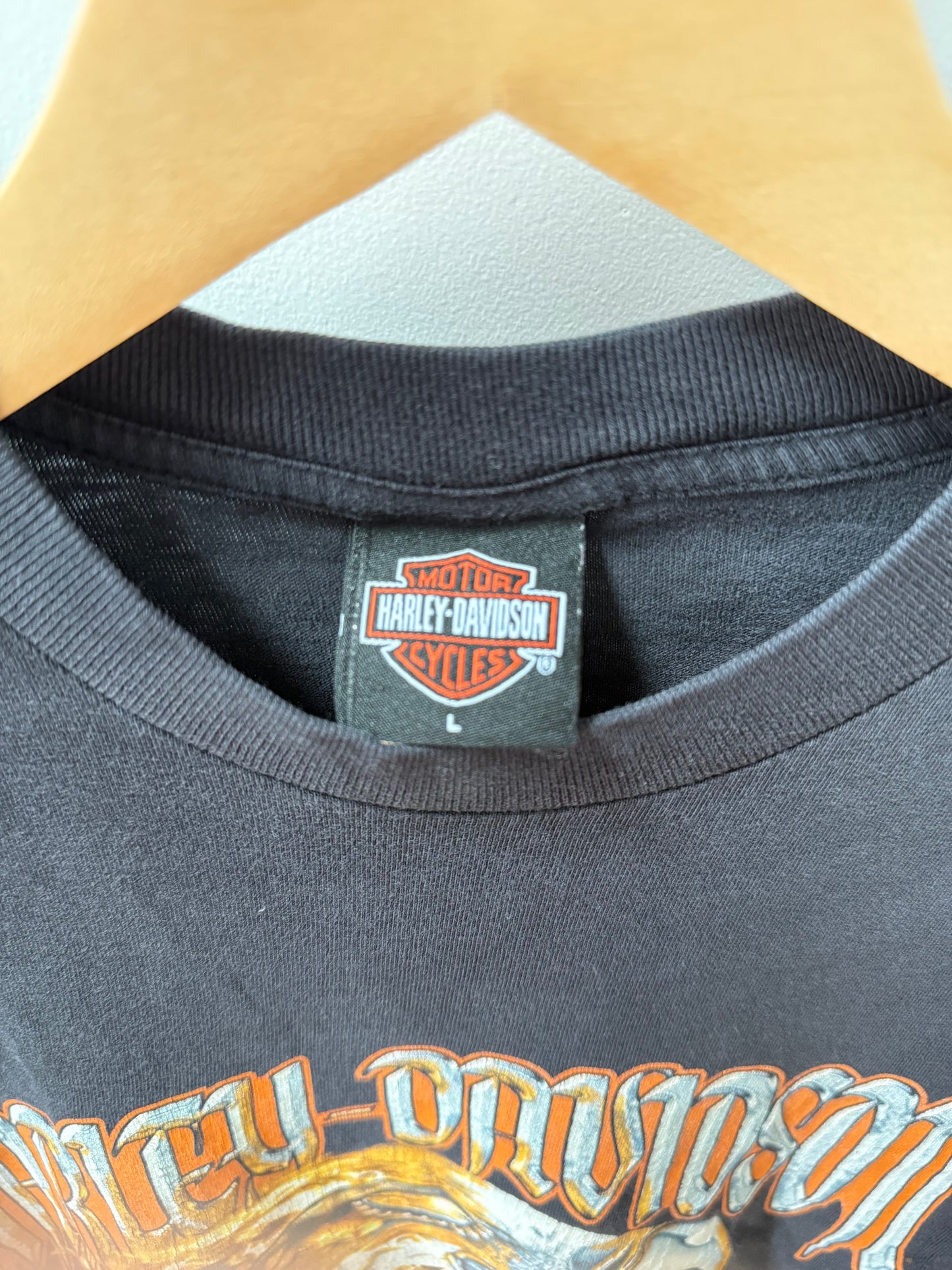 Harley Davidson 2000s Chrome Flaming Eagle T-Shirt Sz L