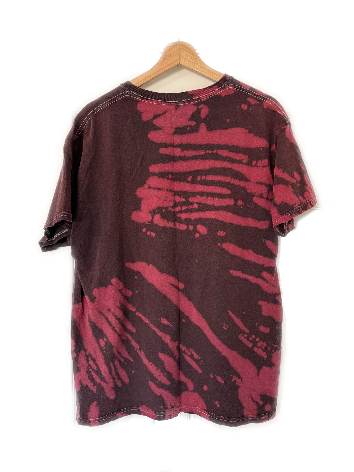 AC/DC Bleached Red & Black Tie-Dye T-Shirt Men's Sz L