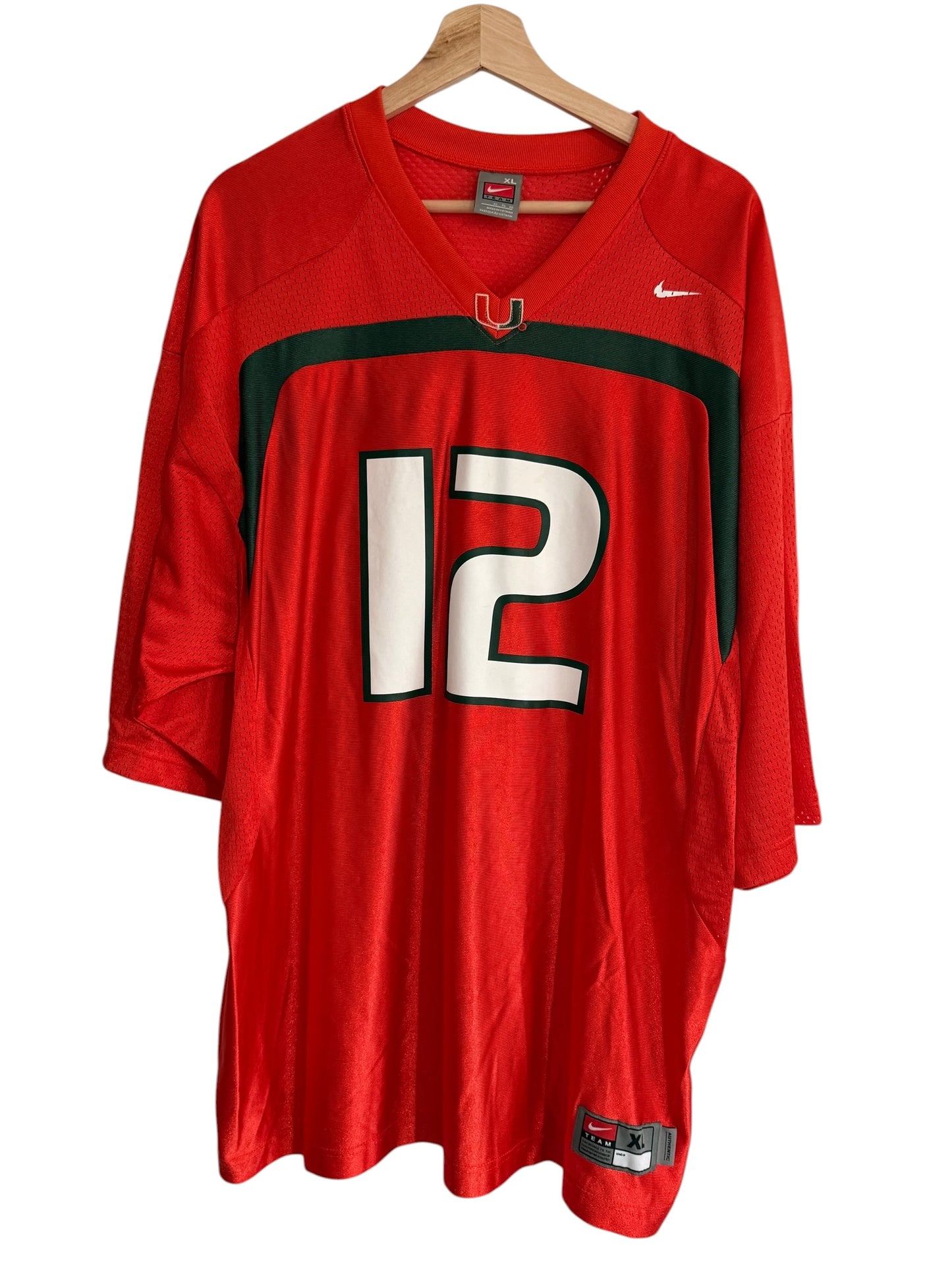 Vintage Nike Miami Hurricanes Jim Kelly #12 Jersey XL