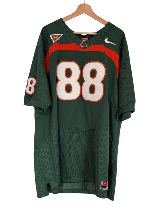 Vintage Nike Miami Hurricanes #88 Football Jersey Green XL