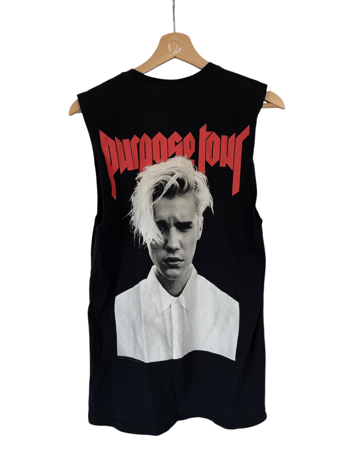Vintage Justin Bieber Purpose Tour Cutoff Tee Black S