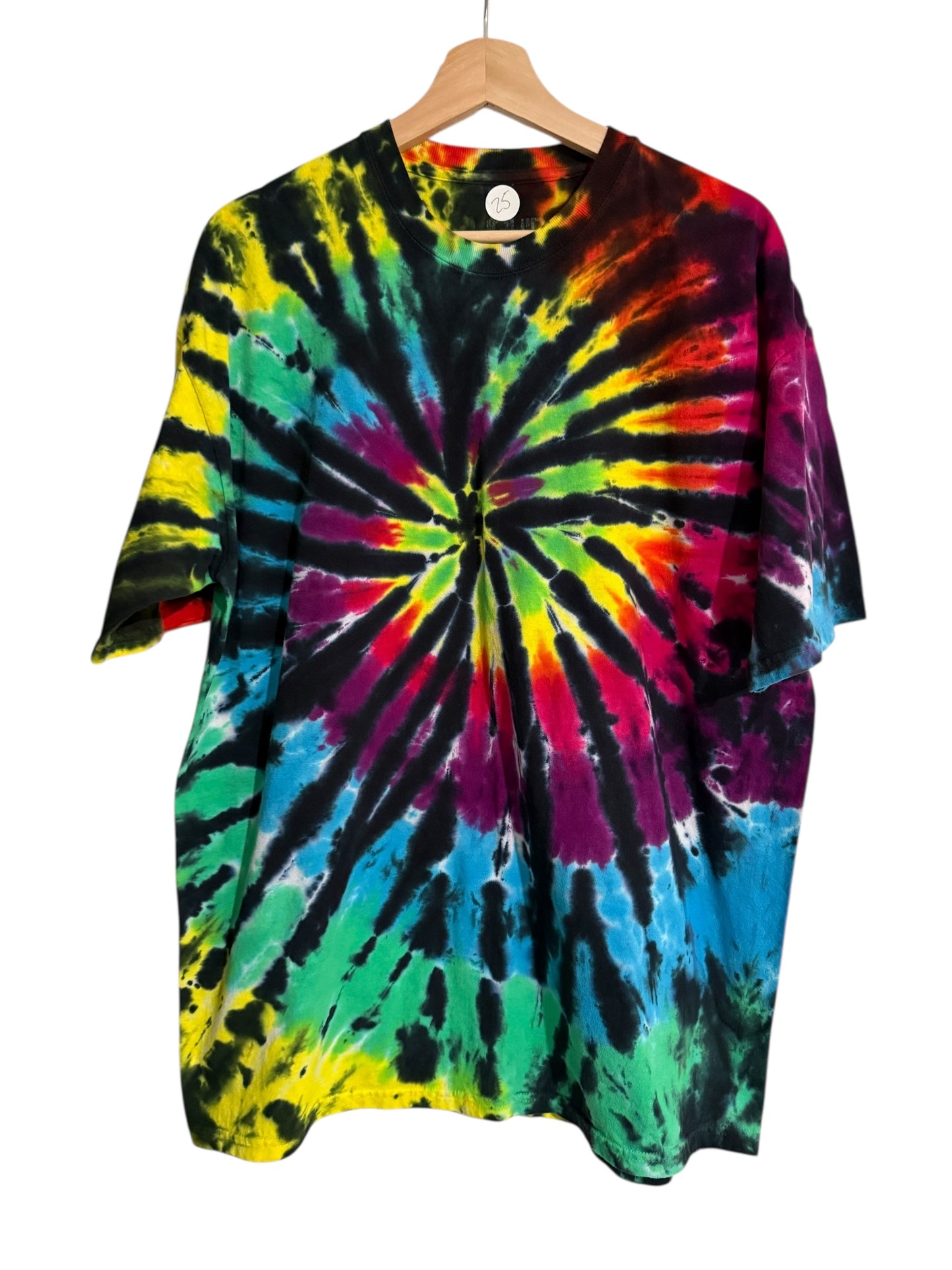 Liquid Blue Rainbow Spiral Tie Dye Shirt XL Black Web Spider Psychedelic Tee