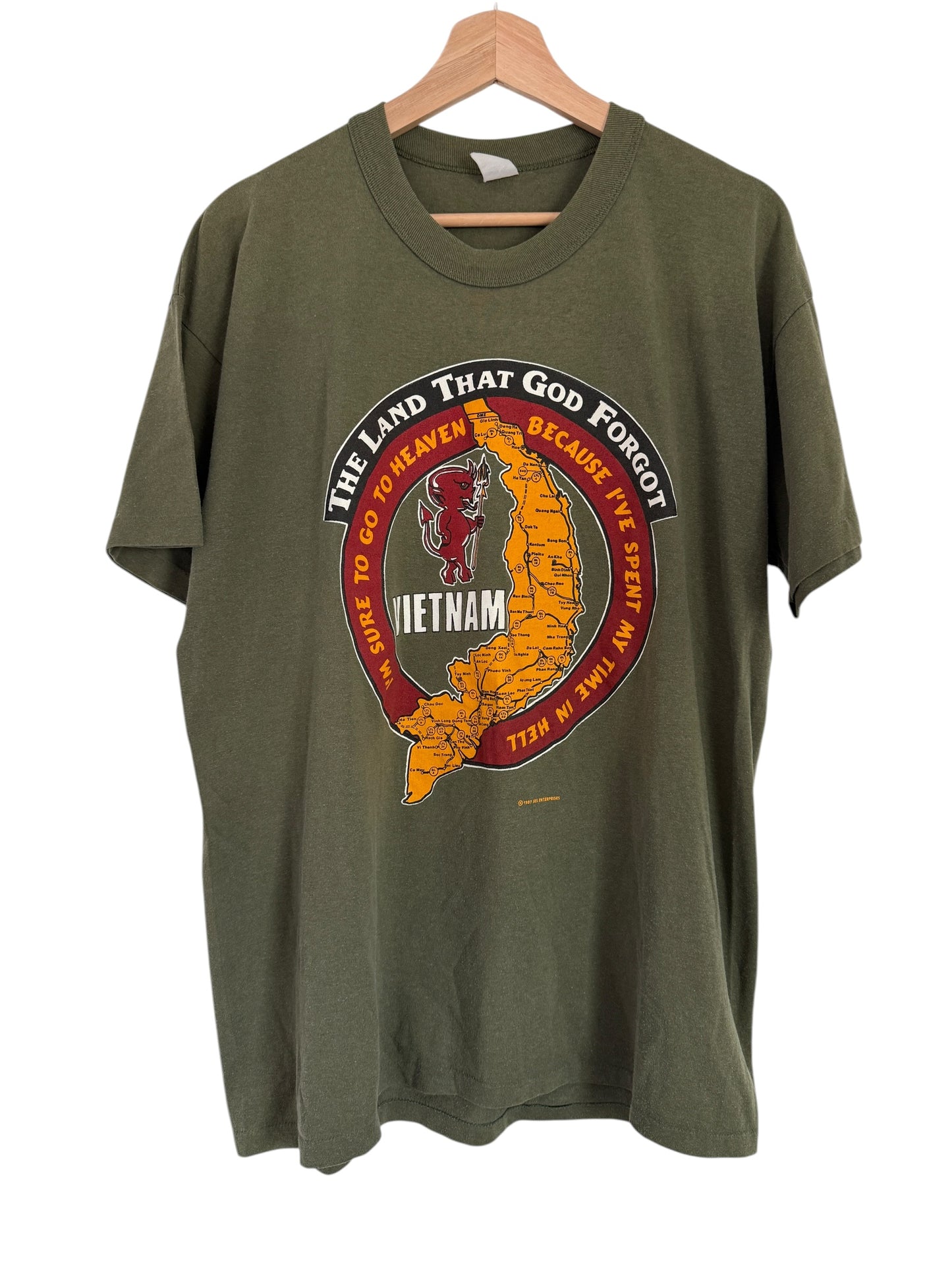 Vintage 1987 Vietnam War Graphic Tee Olive XL