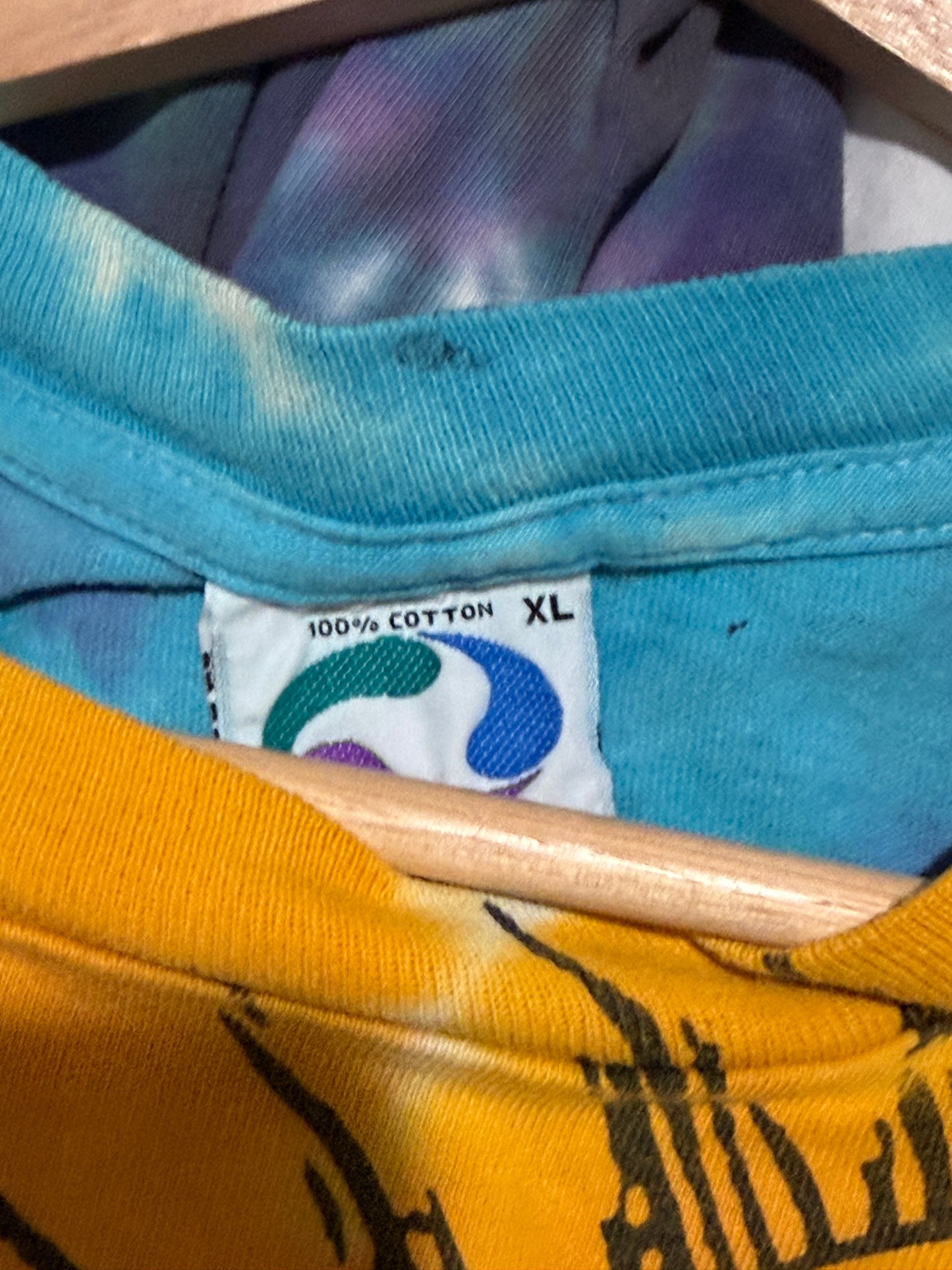 Vintage 1992 Liquid Blue Sun and Moon All Over Print Tie Dye T-Shirt XL