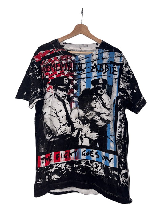 Rare Rags 'Remember Abbie' The Fight Goes On All Over Print T-Shirt Sz L