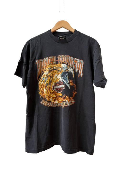 Harley Davidson 2000s Chrome Flaming Eagle T-Shirt Sz L