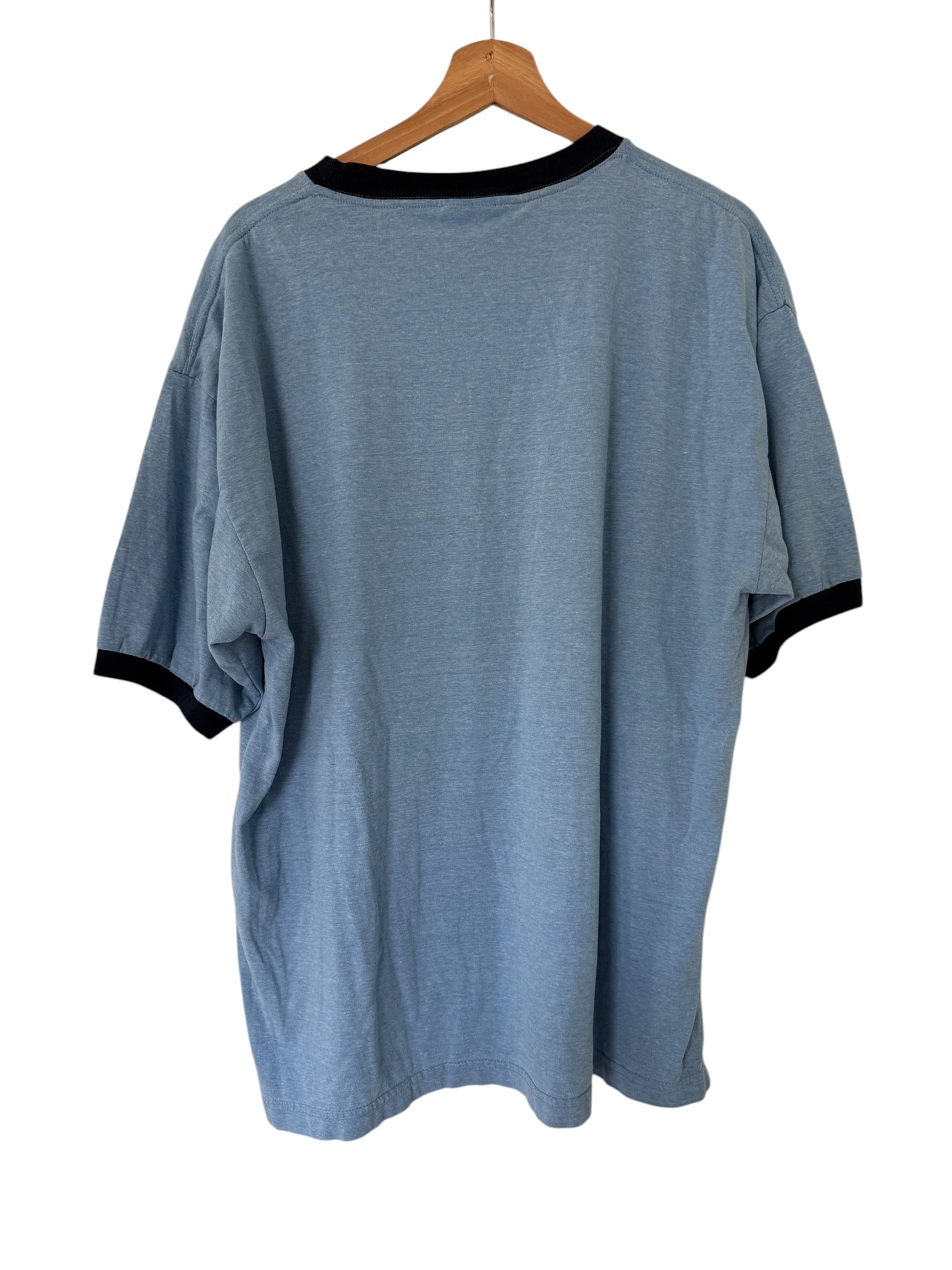 Vintage Back to the Future Ringer Tee Light Blue XL