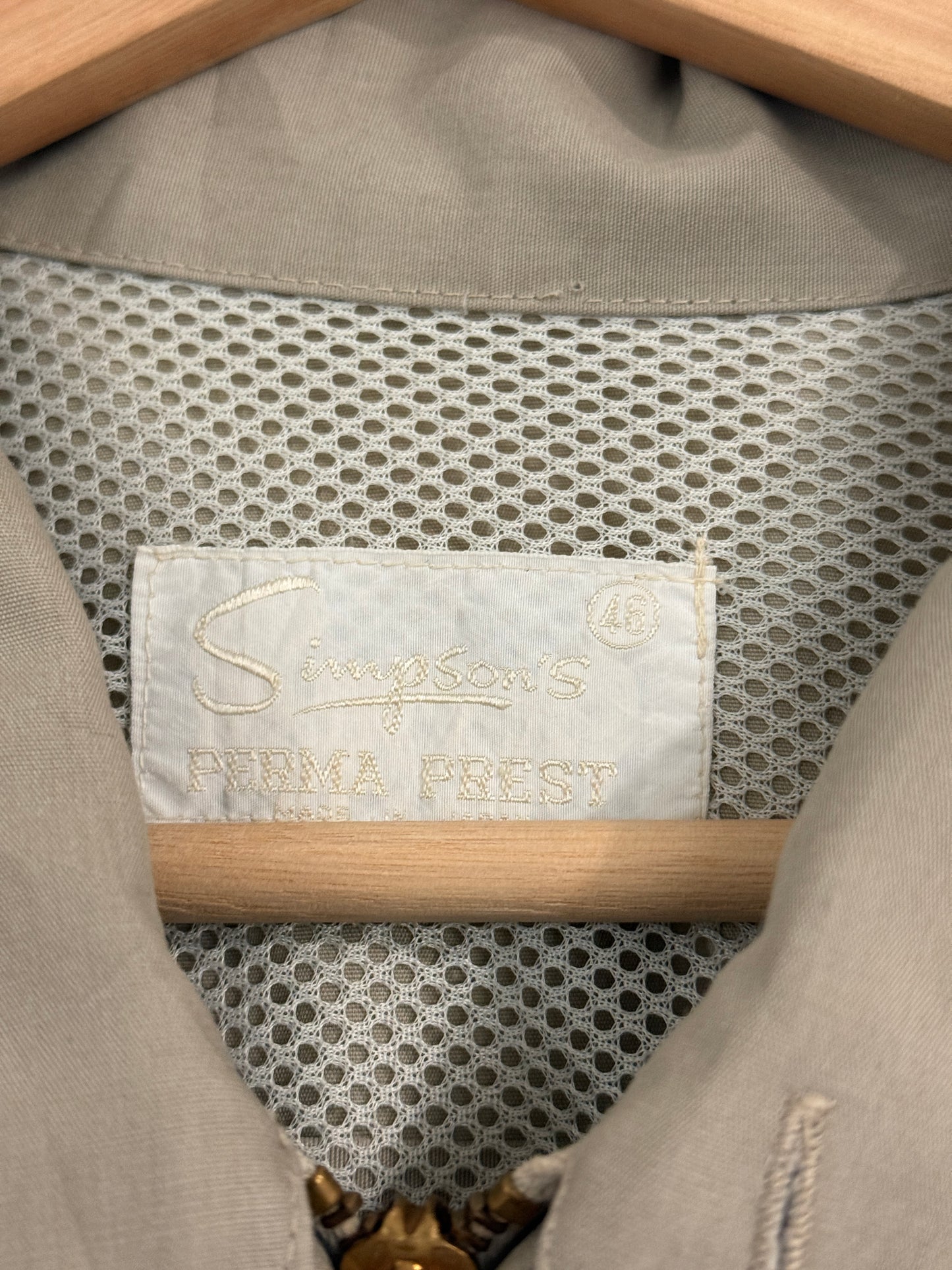Vintage Simpson's Perma Prest Harrington Style Jacket Tan Windbreaker L