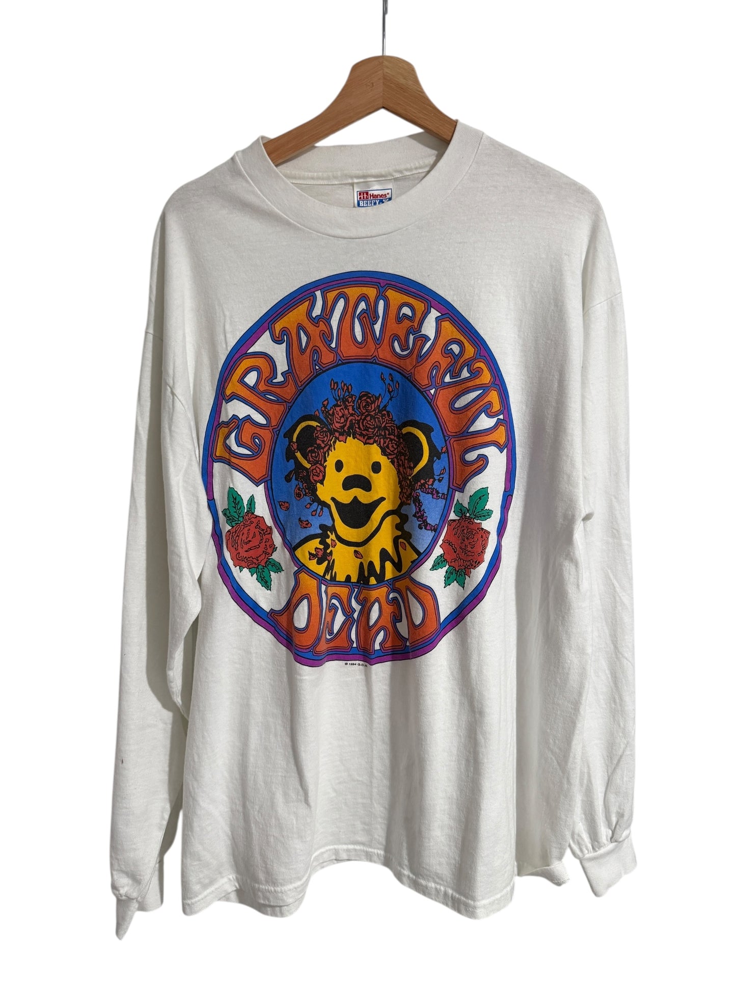 Vintage 1994 Grateful Dead Dancing Bear White Long Sleeve Shirt Sz XL