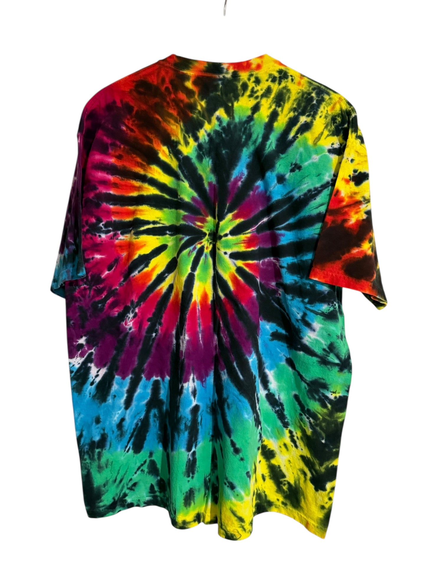 Liquid Blue Rainbow Spiral Tie Dye Shirt XL Black Web Spider Psychedelic Tee